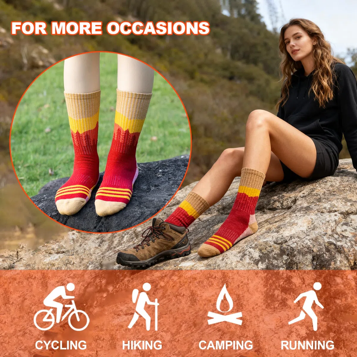 BONANGEL Calze Trekking Lana Merino Donna, Caldi Calze Termici Invernali, Sportivi Calzini termiche all'Aperto e Lavoro 3 Paia
