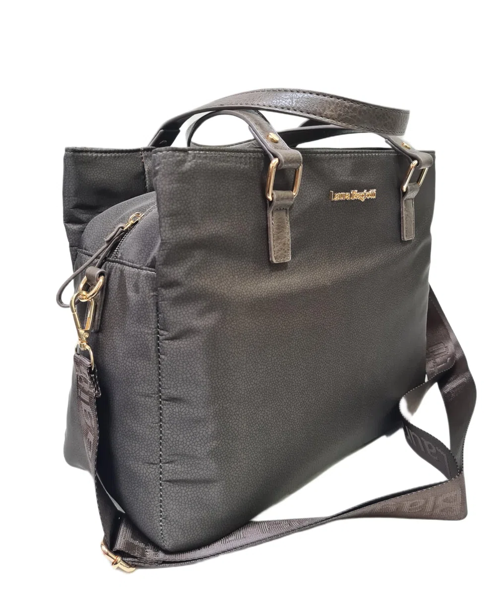 Laura Biagiotti Borsa Donna Tote Lorde, Nylon con Texture, Manici in Ecopelle, 31x25x14 cm, con Tracolla Regolabile e Scomparti Multipli Art. LB 101-34