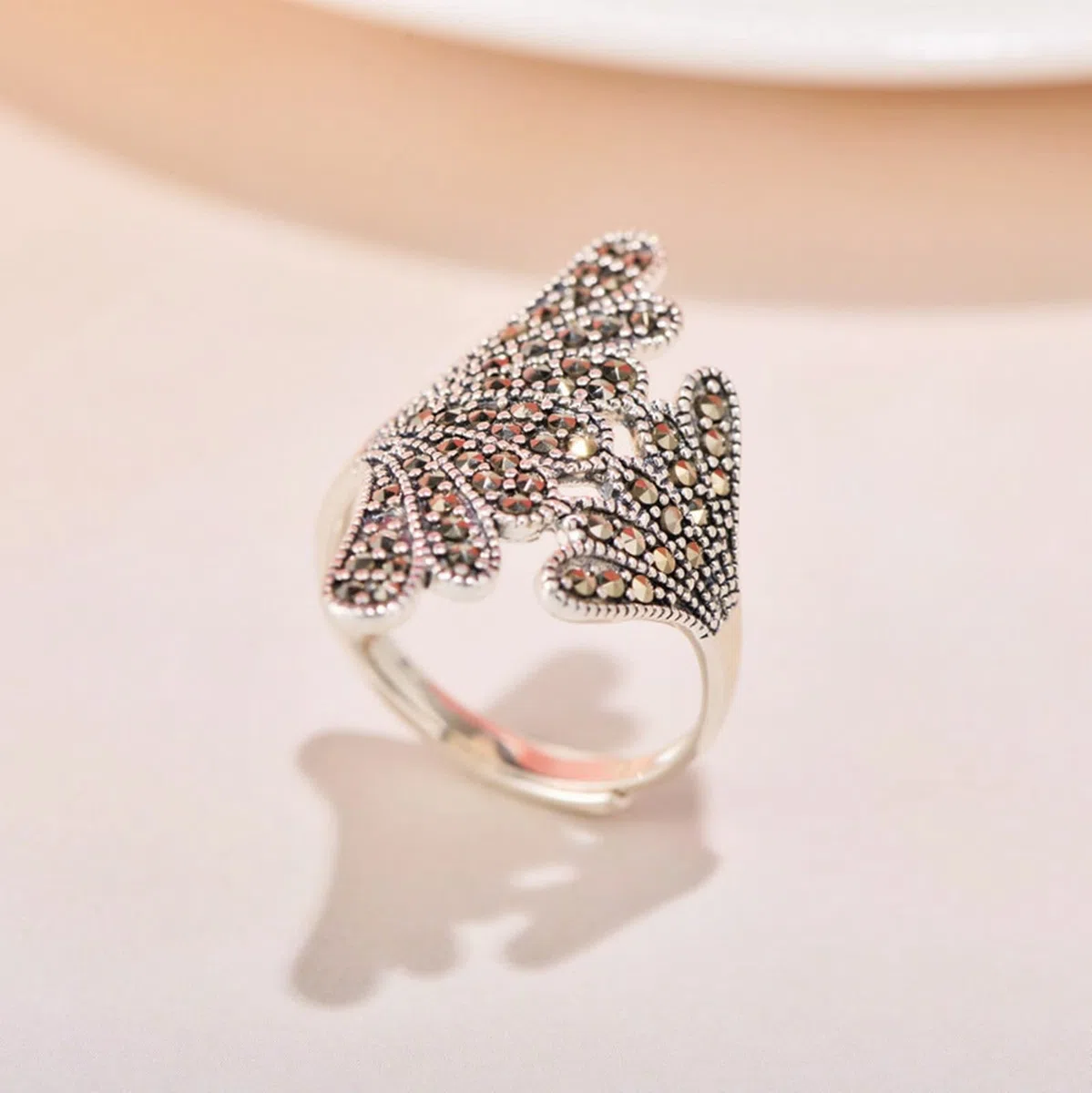 Anello vintage da donna, in argento 925, anello da donna, regolabile, coda di pesce, vintage, regolabile, anello di fidanzamento, donna, regalo di compleanno, Réglable, Strass