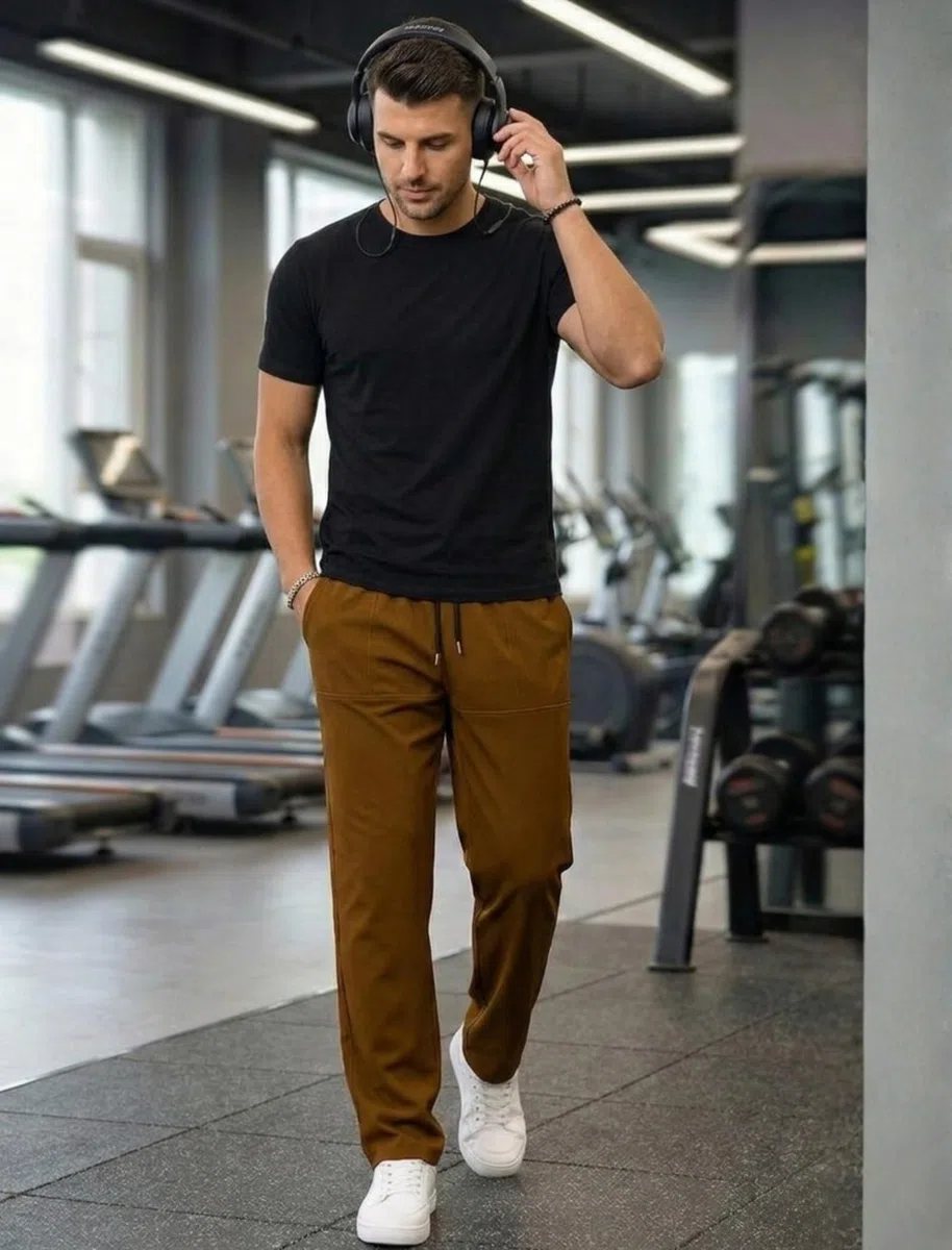 Paralians Pantaloni sportivi da uomo, vestibilità dritta, in poliestere, elasticizzati, a vita media, per sport, palestra e abbigliamento casual