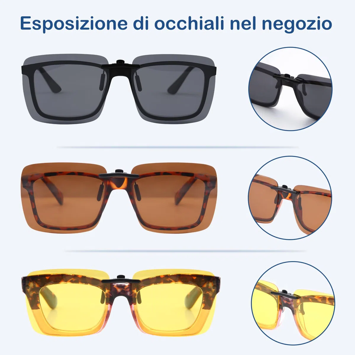 Montatura in metallo Bordo Lenti Polarizzate Occhiali da sole Clip 1C