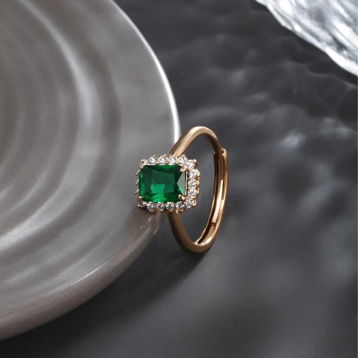 Anello solitario in vero oro bianco 9 K/14 K/18 K, anello aperto di fidanzamento