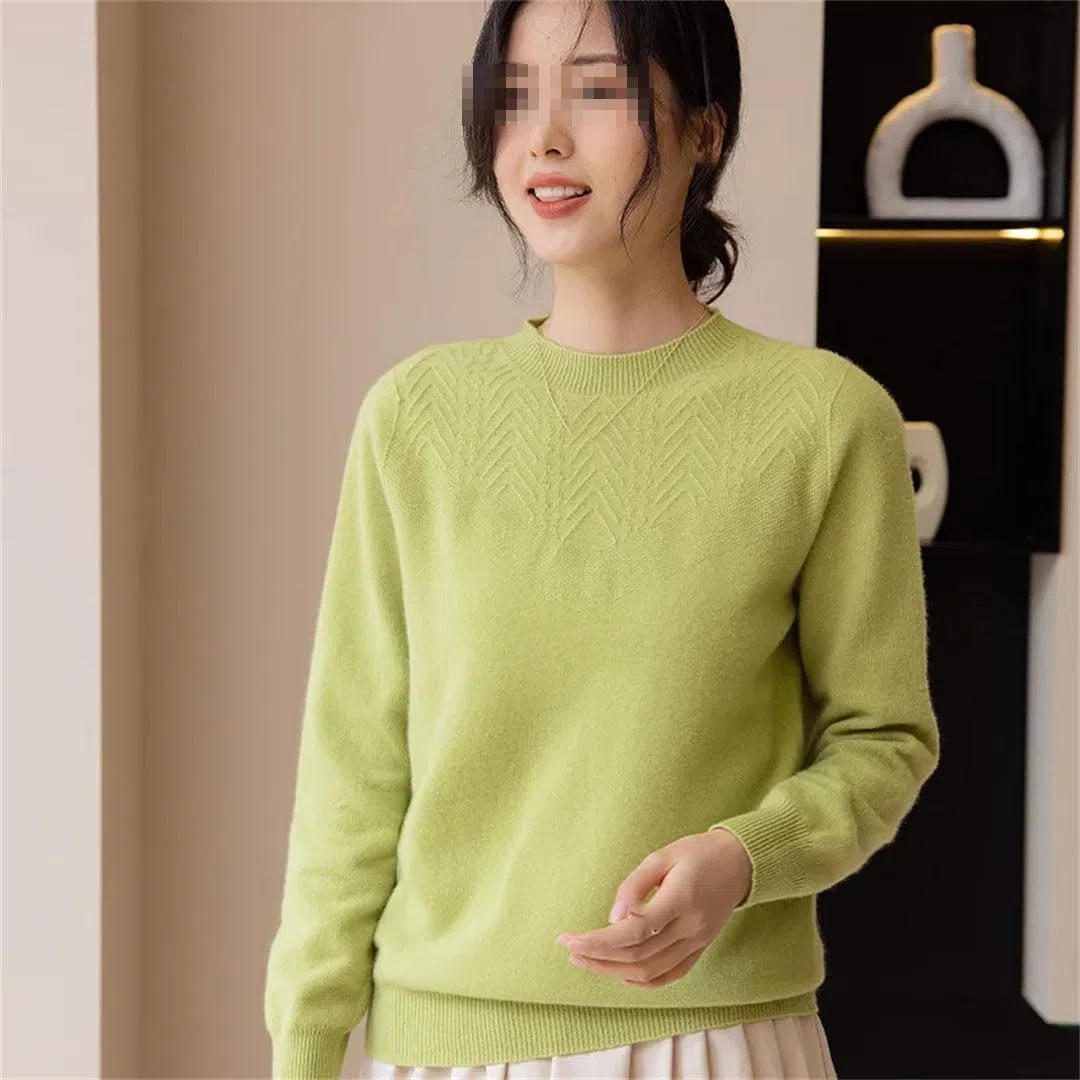 Vogrtcc Maglione da Donna in Lana con Colletto A O. Pullover Autunno Inverno da Donna in Tinta Unita