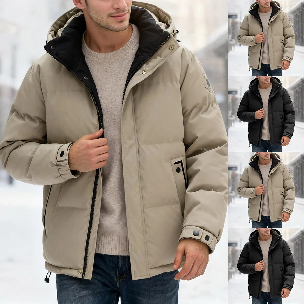 Piumino da uomo con cappuccio spessa e calda giacca trapuntata autunno inverno piumino imbottito giacca invernale casual outdoor campeggio escursionismo giacca termica corsa