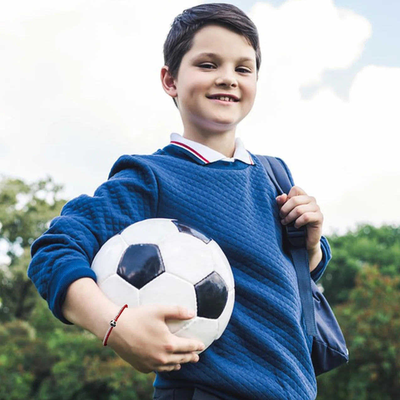 Set di 1/2 Braccialetti da Calcio per Bambini, Braccialetti dell'Amicizia Regolabili, Braccialetto Intrecciato da Calcio Regolabile, Regalo di Football per Bambini Sportivi, Adolescenti, B