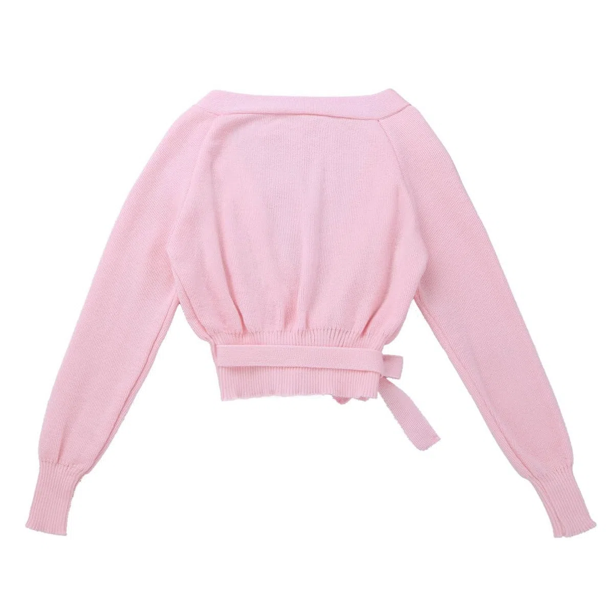 Alvivi Maglioni di Balletto Scaldacuore da Ragazza per Danza Top Corto da Danza Classica con Maniche Lunghe per Bambini Cardigan Crossover in Cotone Dancewear Rosa d 7-8 Anni