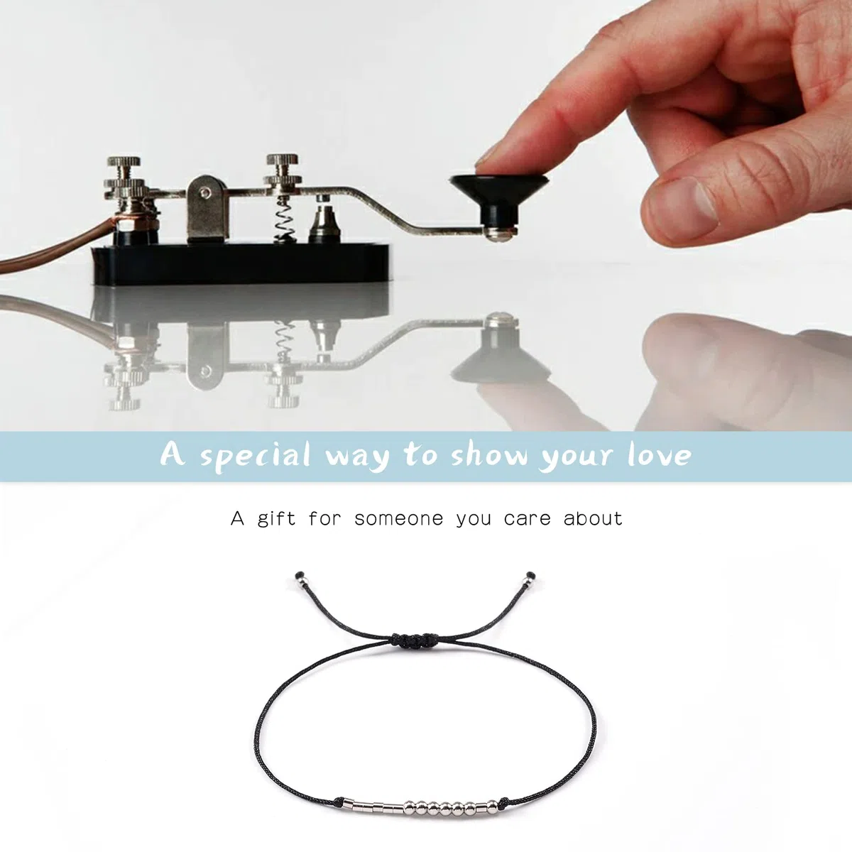 VU100 2/3/4 Codice Morse Bracciale Set Regalo Festa del Papà Regalo Gioielli Fatti A Mano Formato Regolabile Fatto A Mano per Papà Mamma Figlio Figlia Famiglia
