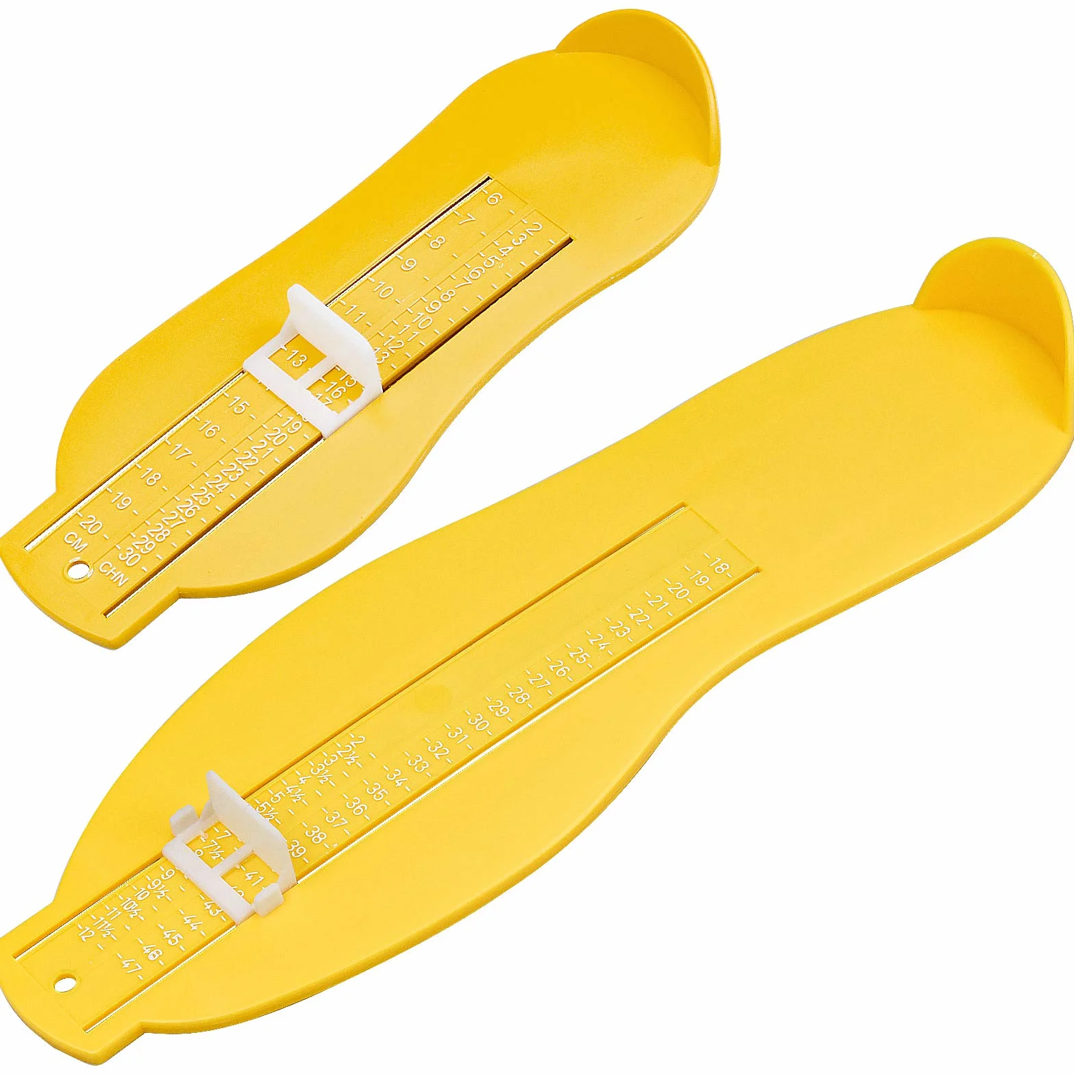 Winfred Misuratore del Piede, Leggero Scarpa Piedi Misuratore Dispositivo di Misurazione Del Piede Righello, Misuratore Piede per Scarpe, 2 Pezzi per Adulti e Bambini (giallo)