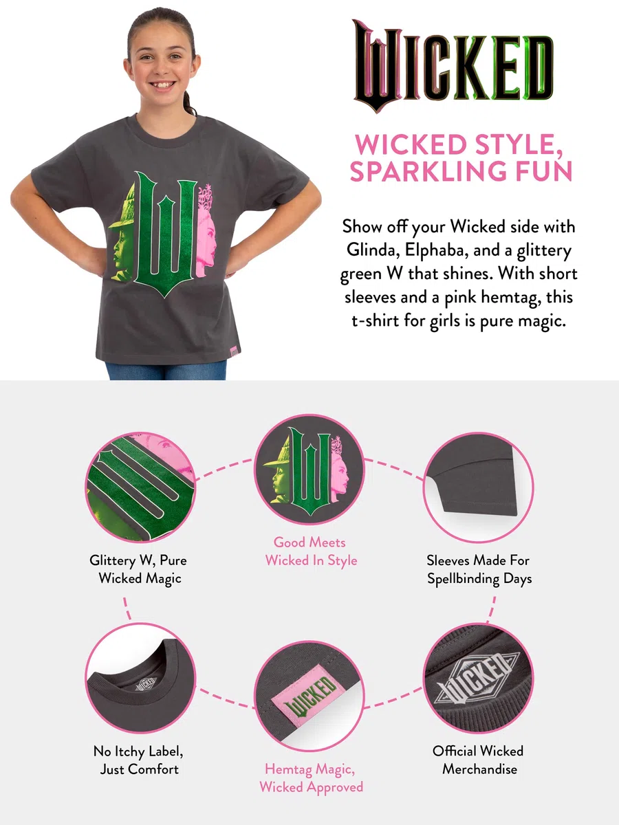 Wicked T-Shirt, Glinda E Elphaba T-Shirt, Maglietta Abbinata A Maniche Corte per Donne E Ragazze, Abbigliamento in Cotone