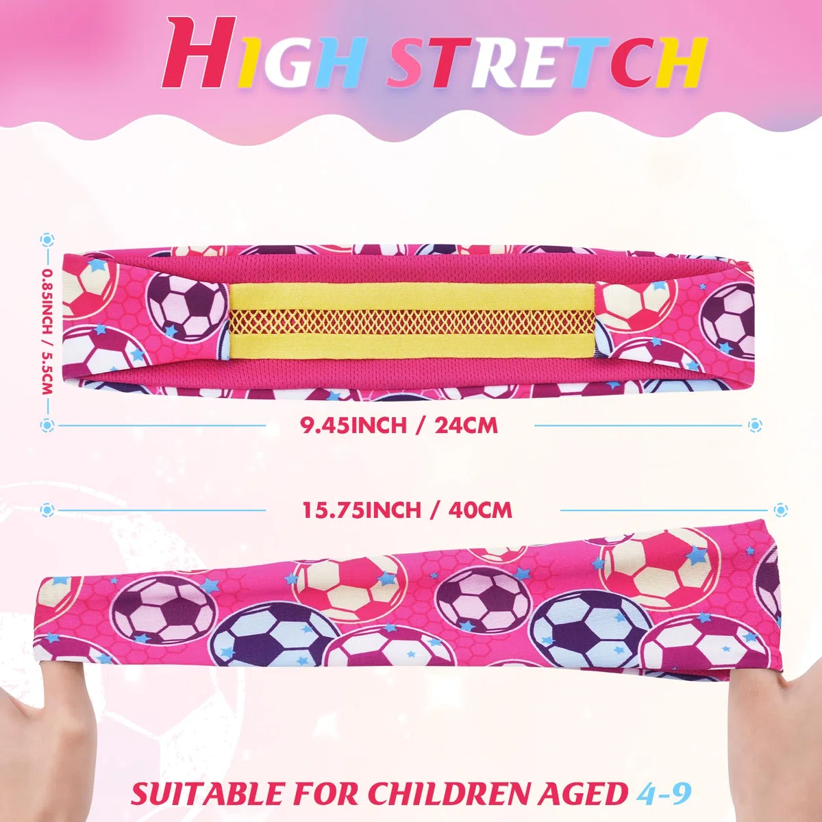 Fasce sportive per bambini – 3 pezzi traspiranti fasce per il sudore per ragazzi calcio fascia elastica antiscivolo
