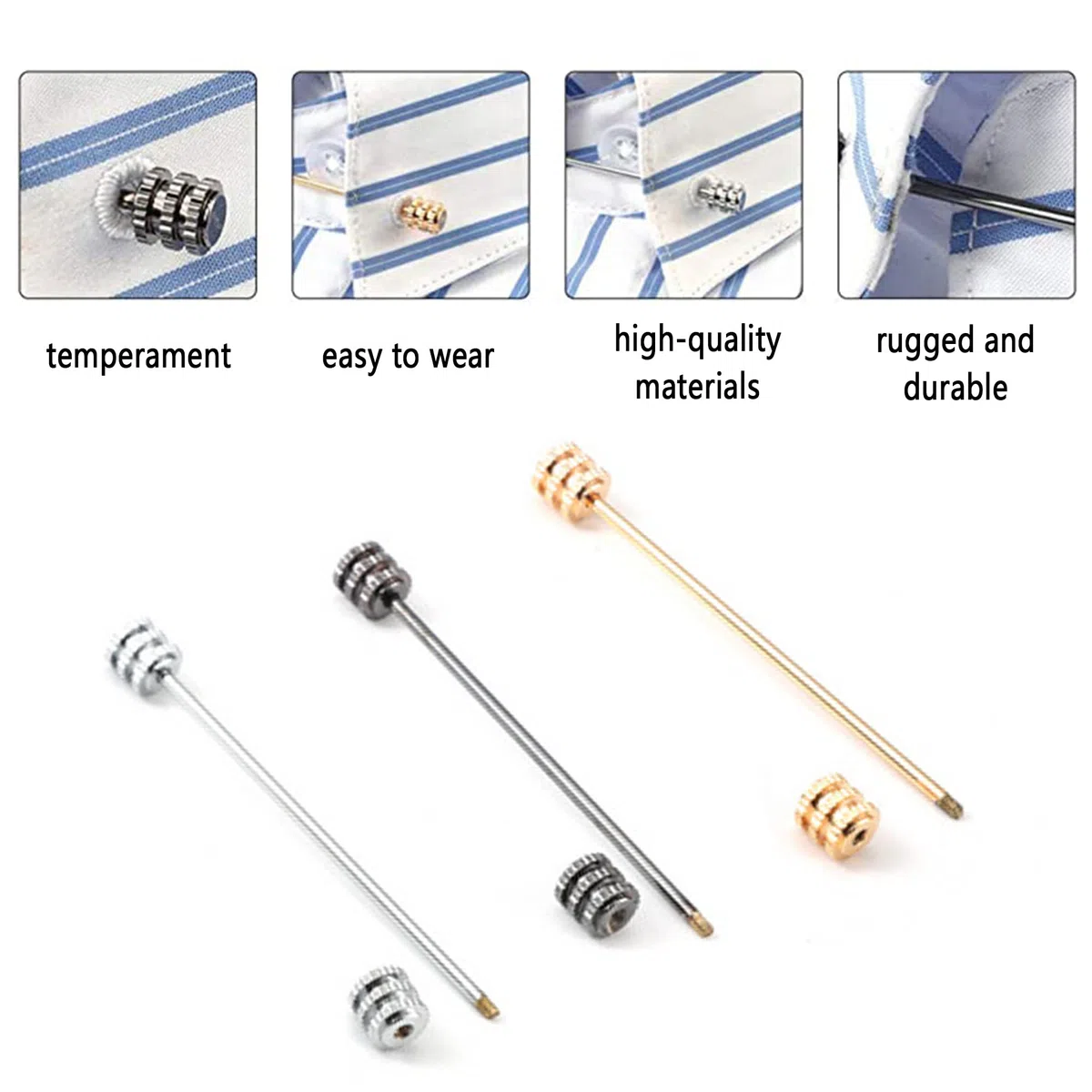 3 Pcs,Spilli Per Cravatta Da Uomo,Collare Clip Collar Pin, Metallo Spilla Da Cravatta,Spilla Da Colletto Per Camicia Da Uomo,Collo Da Spilla Da Cravatta,Fermacravatta Per Accessori Per Abiti