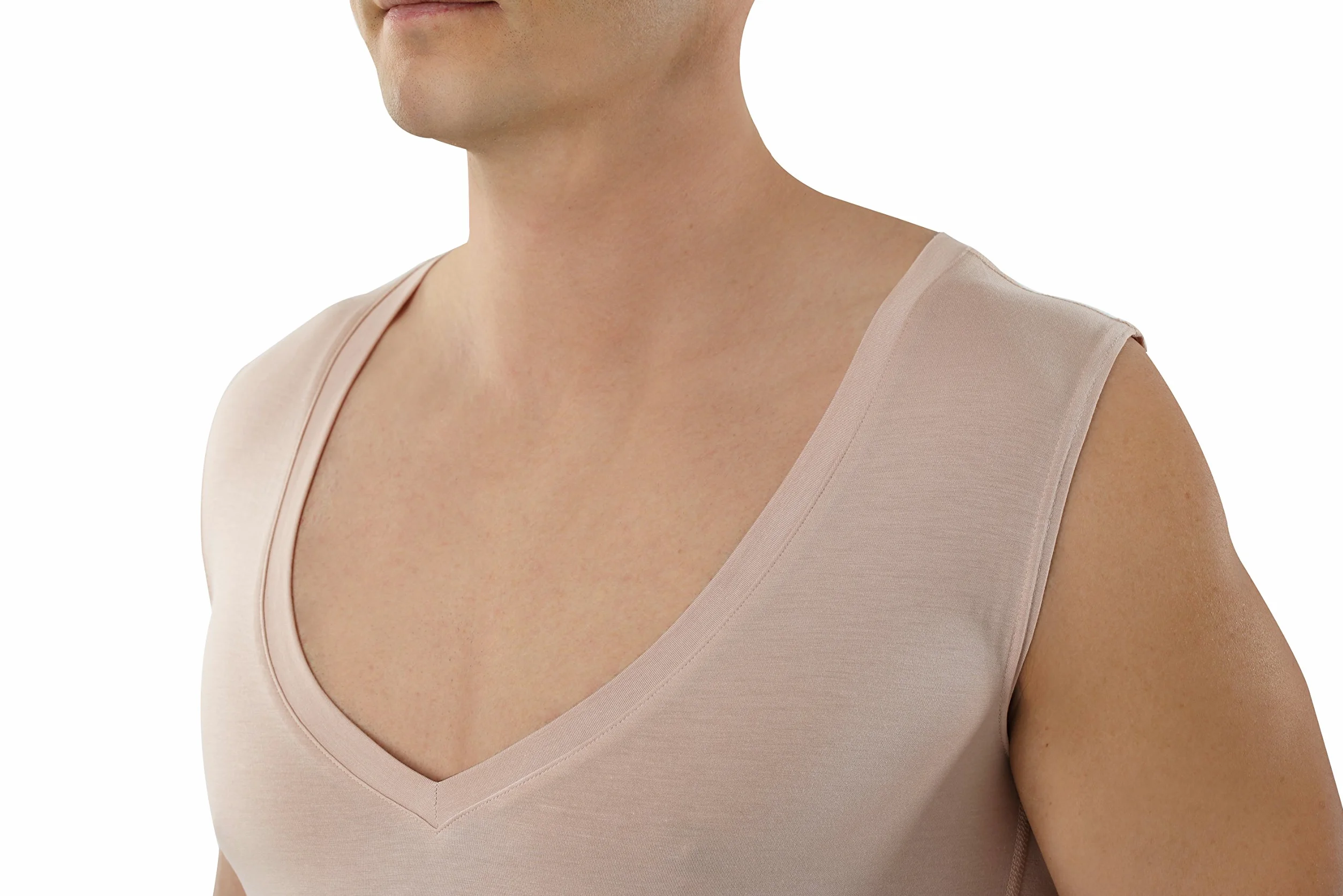 ALBERT KREUZ Maglietta Intima Canottiera Invisibile da Uomo Senza Maniche con Scollo a V Profondo (Deep-V) in Micromodal Elasticizzato, leggerissimo e Traspirante