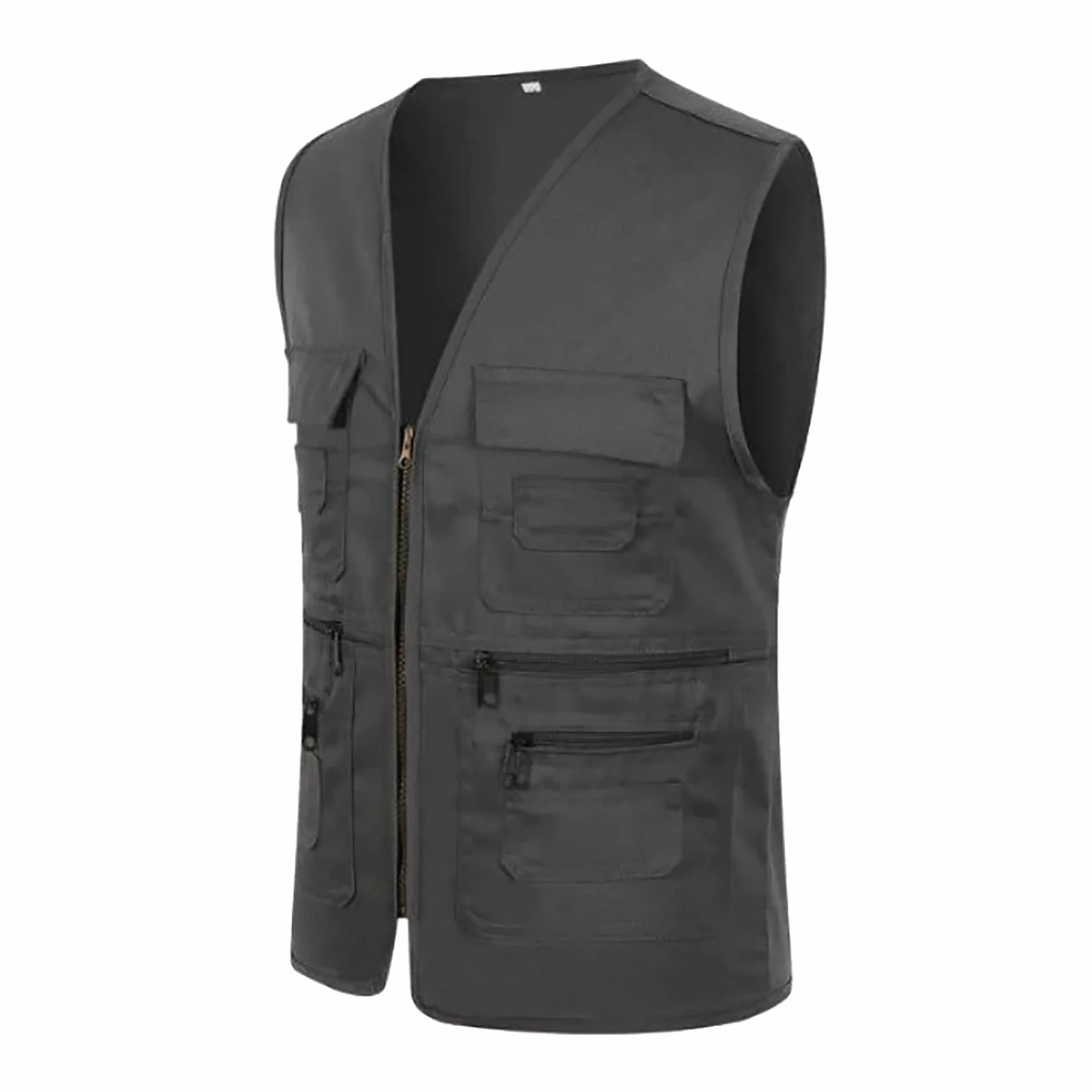 Gilet Pesca Uomo Sportivo Leggero Cargo Gilets Estivo Elegante Con Tasche Outdoor Gilet Da Lavoro Cotone Pesca Nero Abbigliamento Smanicato