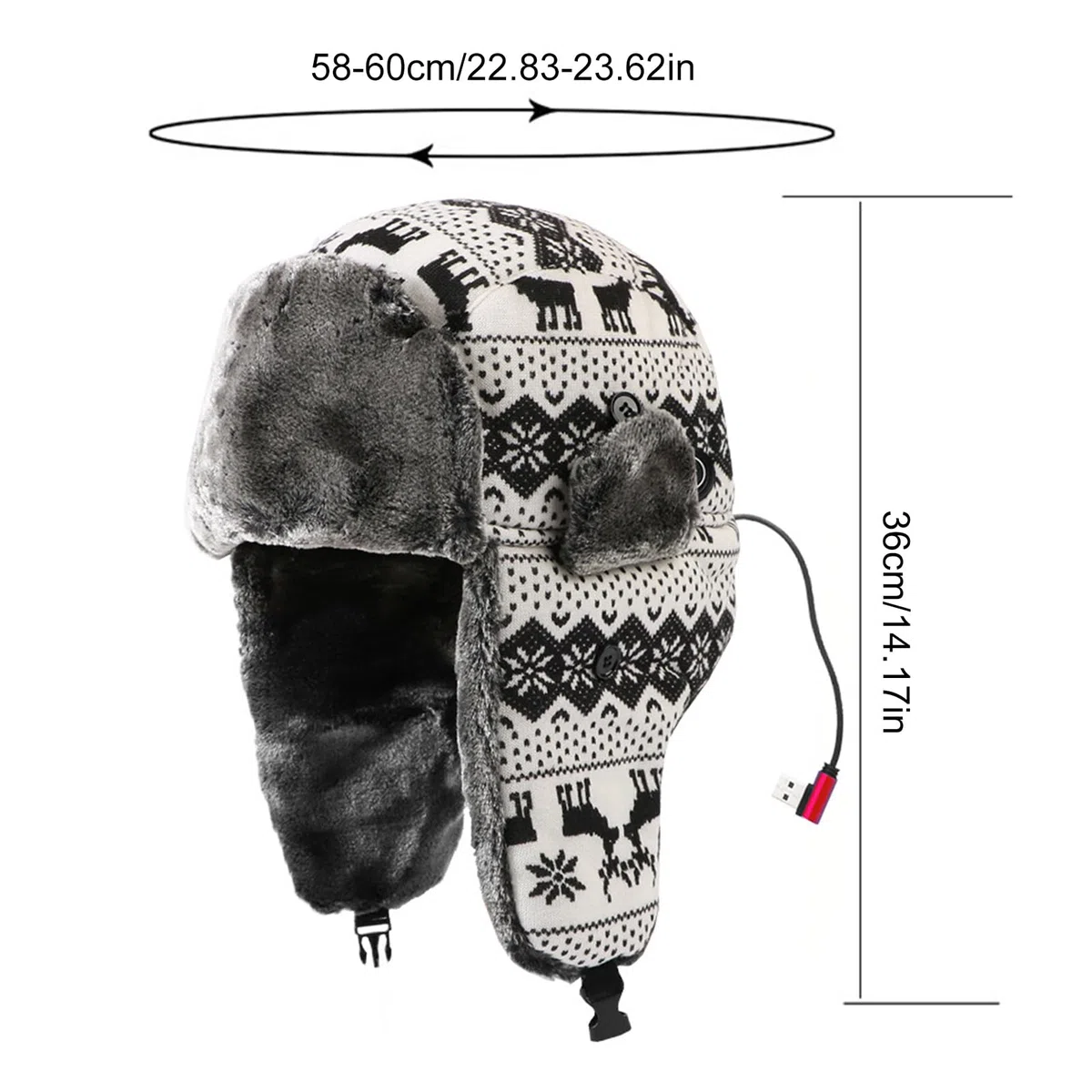 Generisch Berretto invernale Ushanka, triplo livello di calore, con caldo peluche | Copricapo riscaldato per uomini, donne, adulti e adolescenti, per ciclismo, passeggiate e pendolari