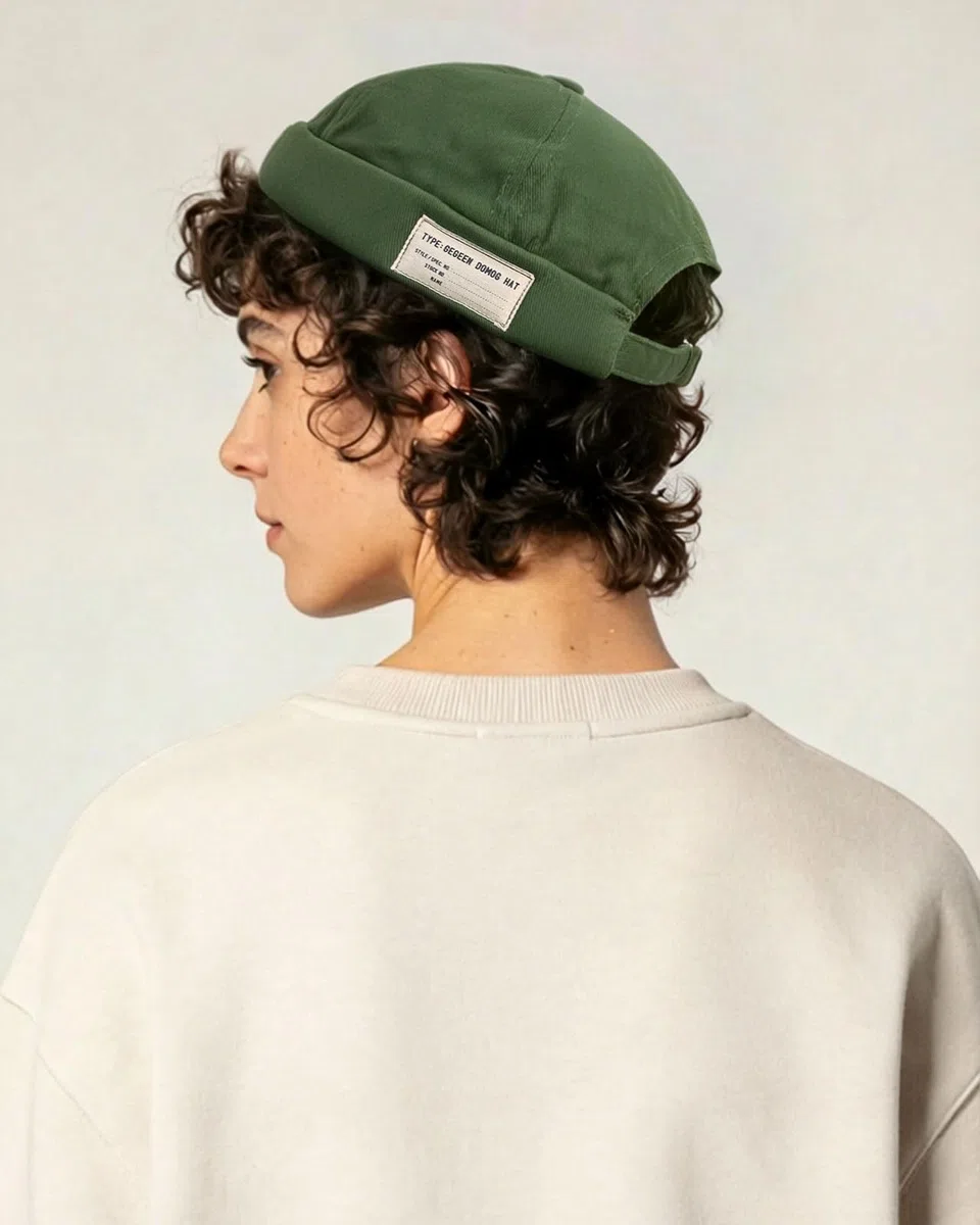 CLAPE Retro Cotone Docker Hat Cappello Senza Visiera Berretto da Portuale Uomo Donna Berretto Docker Regolabile Cuffed Brimless Hat