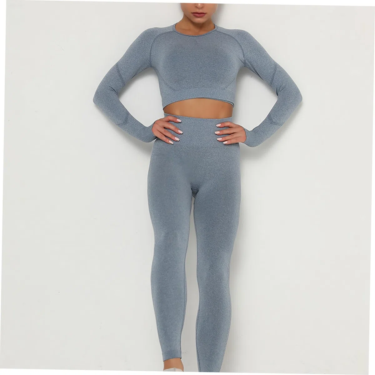 Healvian Tuta Yoga Donna Intera Senza Cuciture Kit Top Maniche Lunghe e Leggings da Palestra Vita Alta Completo Sportivo per Allenamento Femminile