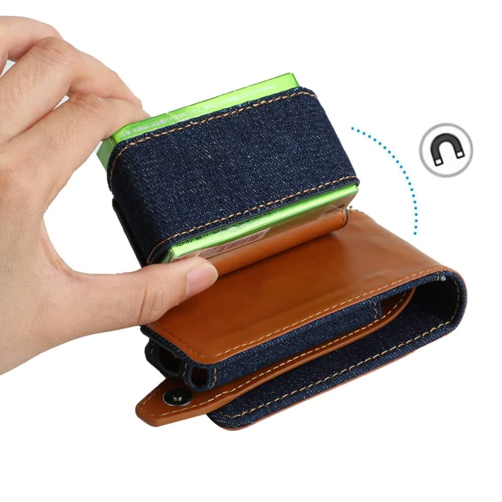 Custodia per Sigaretta Elettronica per IQOS ILUMA ONE per IQOS MULTI, Portasigarette in Pelle, Custodia Protettiva Antiurto Resistente ai Graffi (Denim blu scuro)