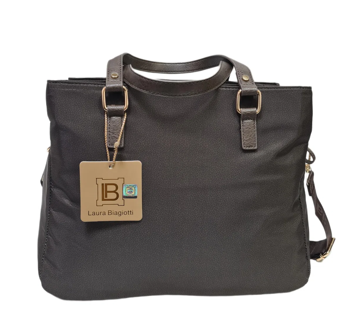 Laura Biagiotti Borsa Donna Tote Lorde, Nylon con Texture, Manici in Ecopelle, 31x25x14 cm, con Tracolla Regolabile e Scomparti Multipli Art. LB 101-34