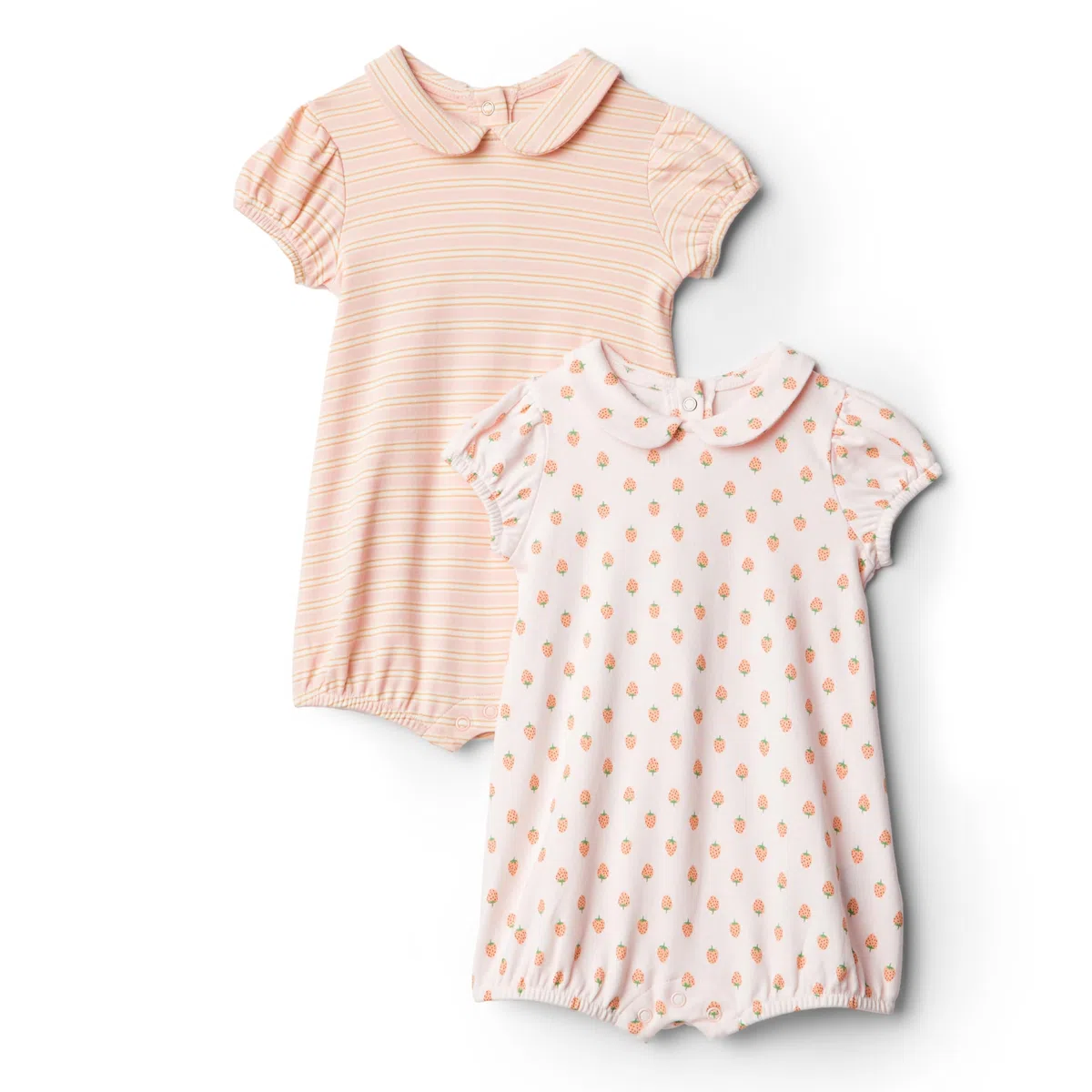 Amazon Essentials x Sofia Grainge Bimba 0-24 Tutina a Maniche Corte in Cotone con Colletto Peter Pan, confezione da 2