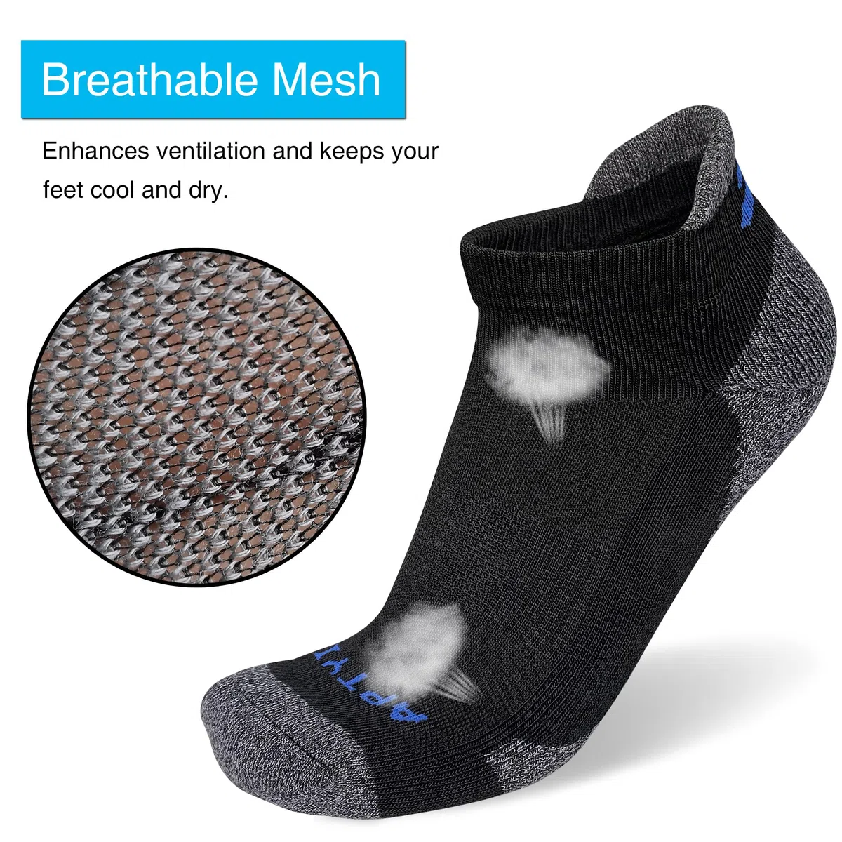 APTYID Calzini da uomo Performance Cushion alla caviglia Athletic Running Socks (6 paia