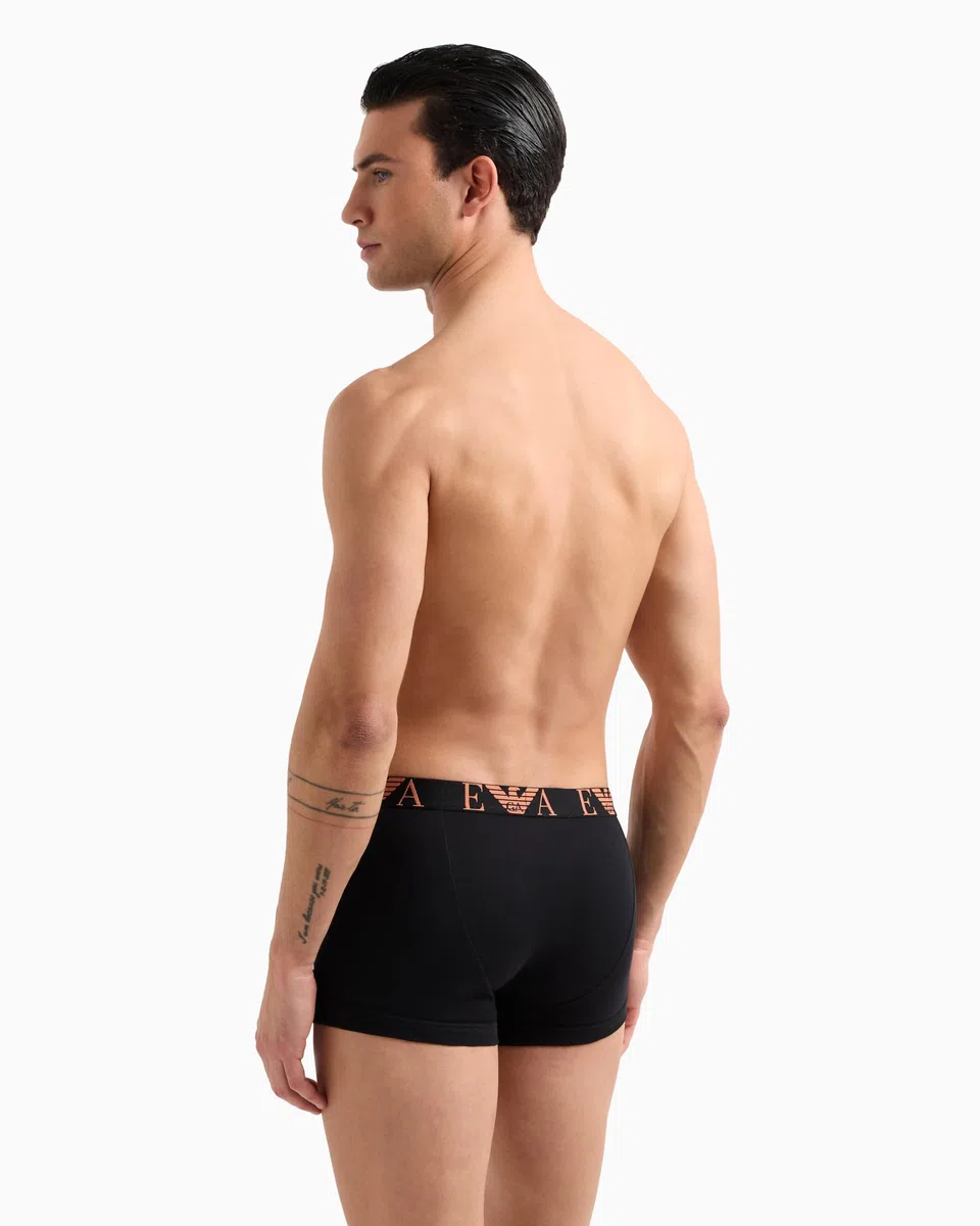 Emporio Armani Men's Shiny Logoband Pack 3-Pack Trunk Trunks (Pack of 3)