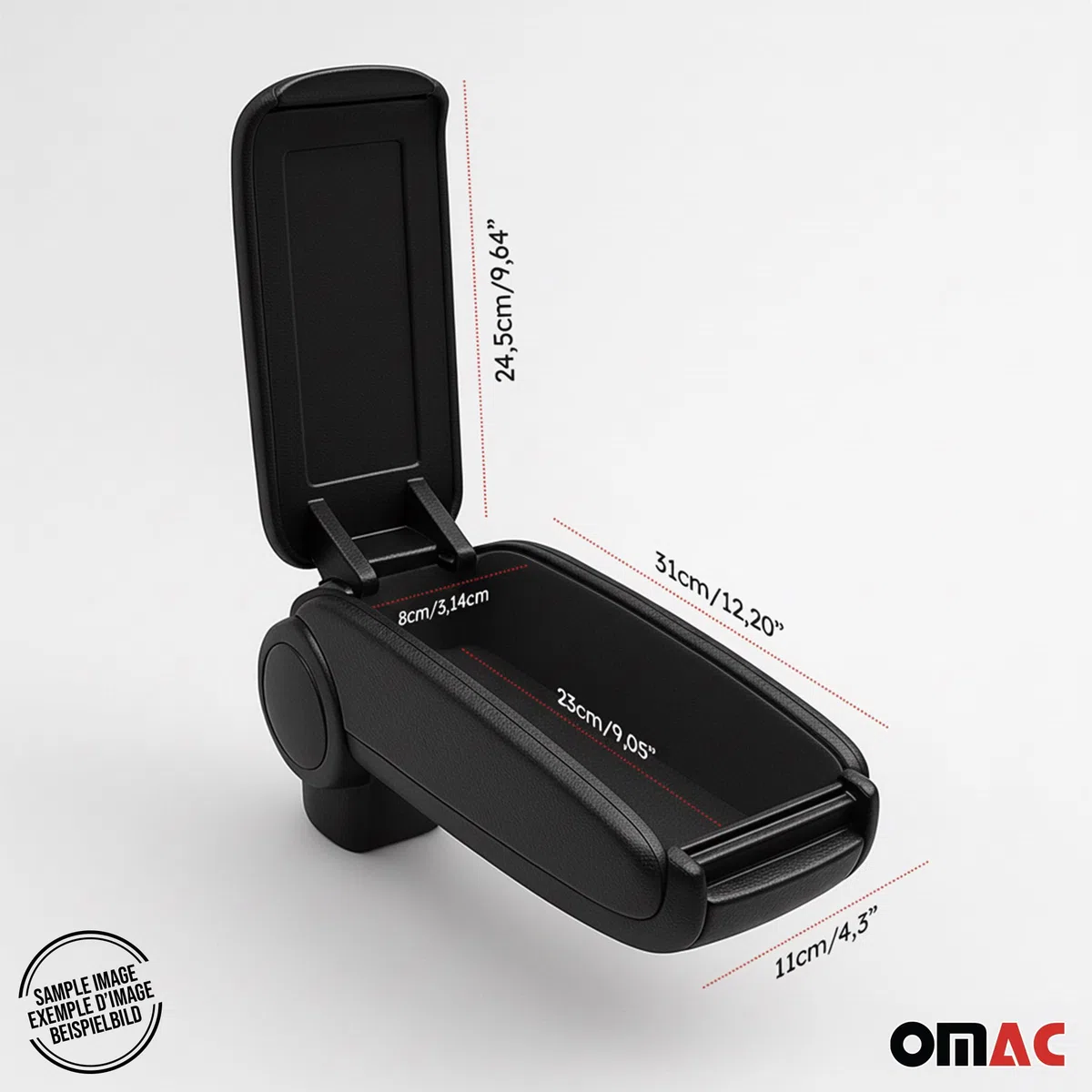 OMAC Armlehne per Fiat 500 500C 2016-2021 Facelift Modelle - Snap-On - ABS + Kunstleder - Keine Bohrung o Installation - Einfache Montage Black