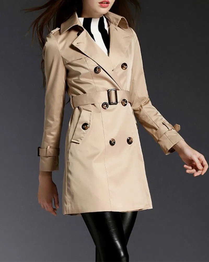 MISSMAO Donna - Trench Coat Cappotto Giacca - Basic - Maniche lunghe Doppio Petto con Cintura - Classico y Elegante