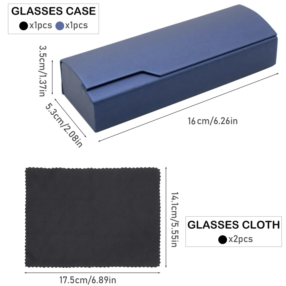 2 Pezzi Custodia Occhiali, Portaocchiali Astuccio Rigido per Uomini e Donne, Custodia per Occhiali Leggera, Portaocchiali da Sole, Nero, Blu