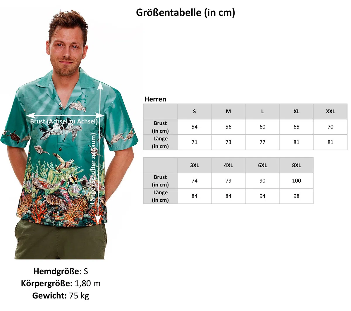 KY‘s | Original Camicia Hawaiana | Signori | S - 6XL | Maniche Corte | Tasca Frontale | Hawaii Stampa | Palme | Spiaggia | Blu