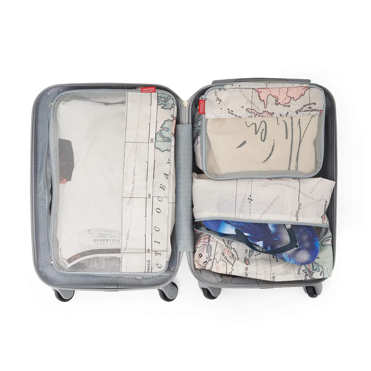 Legami - Travel Organiser - Set di tre buste da viaggio, stampa: mappa
