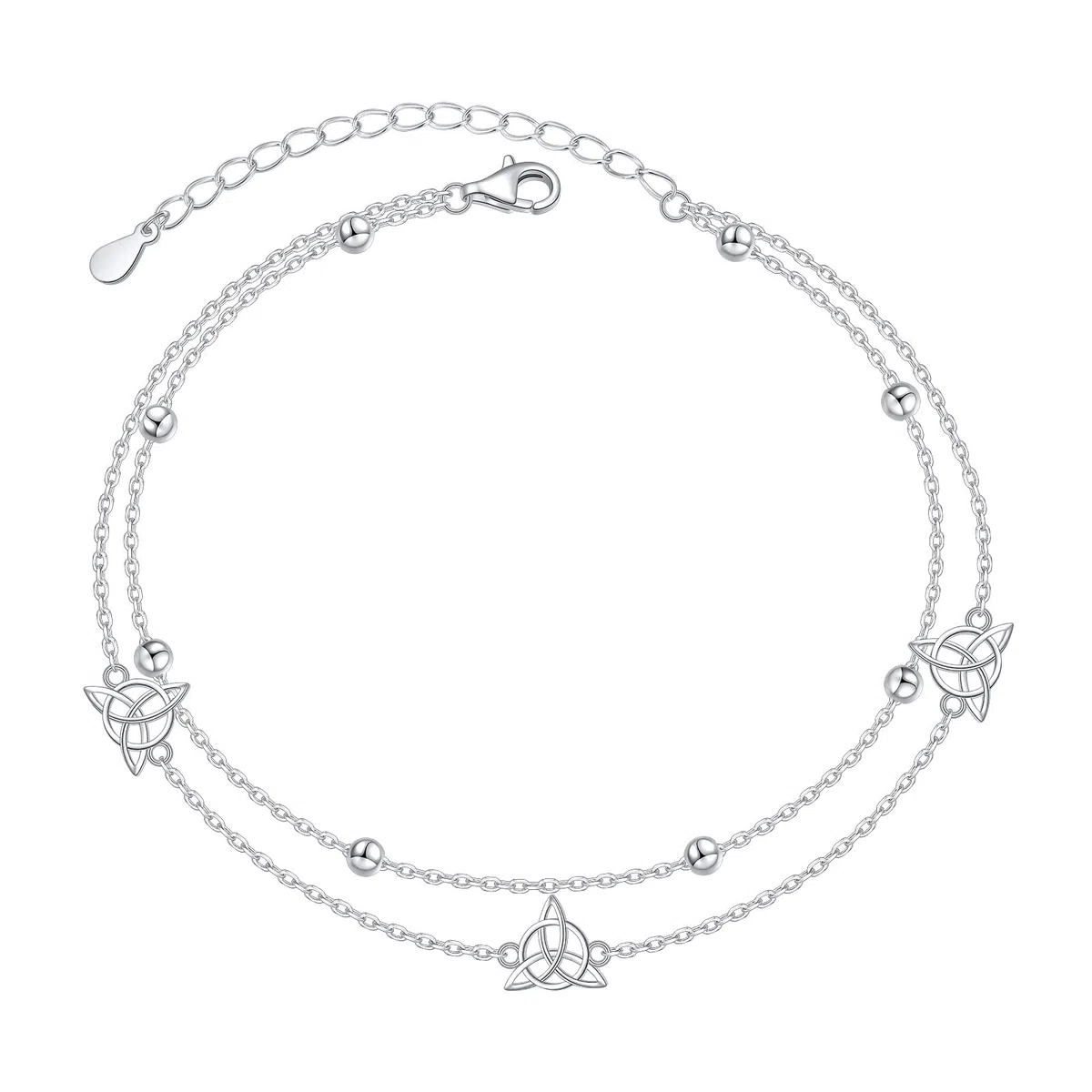 HOOHWE Anklets For Women Sterling Silver Ankle Bracelets For Women Double Layered Anklets Beach Jewelry Adjustable Anklet Gift for Teens Girls