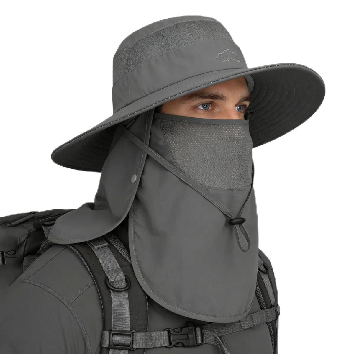 Cappello Pescatore Uomo con Patta Staccabile per Il Collo Cappello Donna Estivo UPF 50+ Traspirante Cinturino Regolabile sotto Il Mento Protezione Antizanzare Rapida Impermeabile Asciugatura