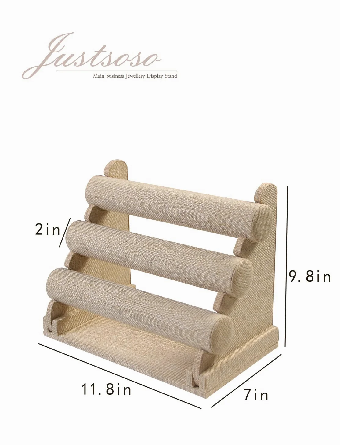 Supporto staccabile a 3 ripiani, espositore per braccialetti e gioielli, espositore per negozi e orologi, organizer per la casa o il negozio (lino giallo)