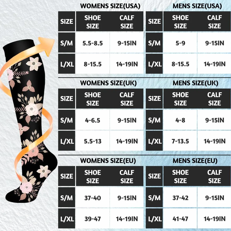 flintronic Calze Elastiche a Compressione Graduata, Calze Compressione Graduata per Donna e Uomo, Traspirante Compression Socks, Miglior Supporto Alla per Atletica,Lavoro,Viaggio e Gravidanza