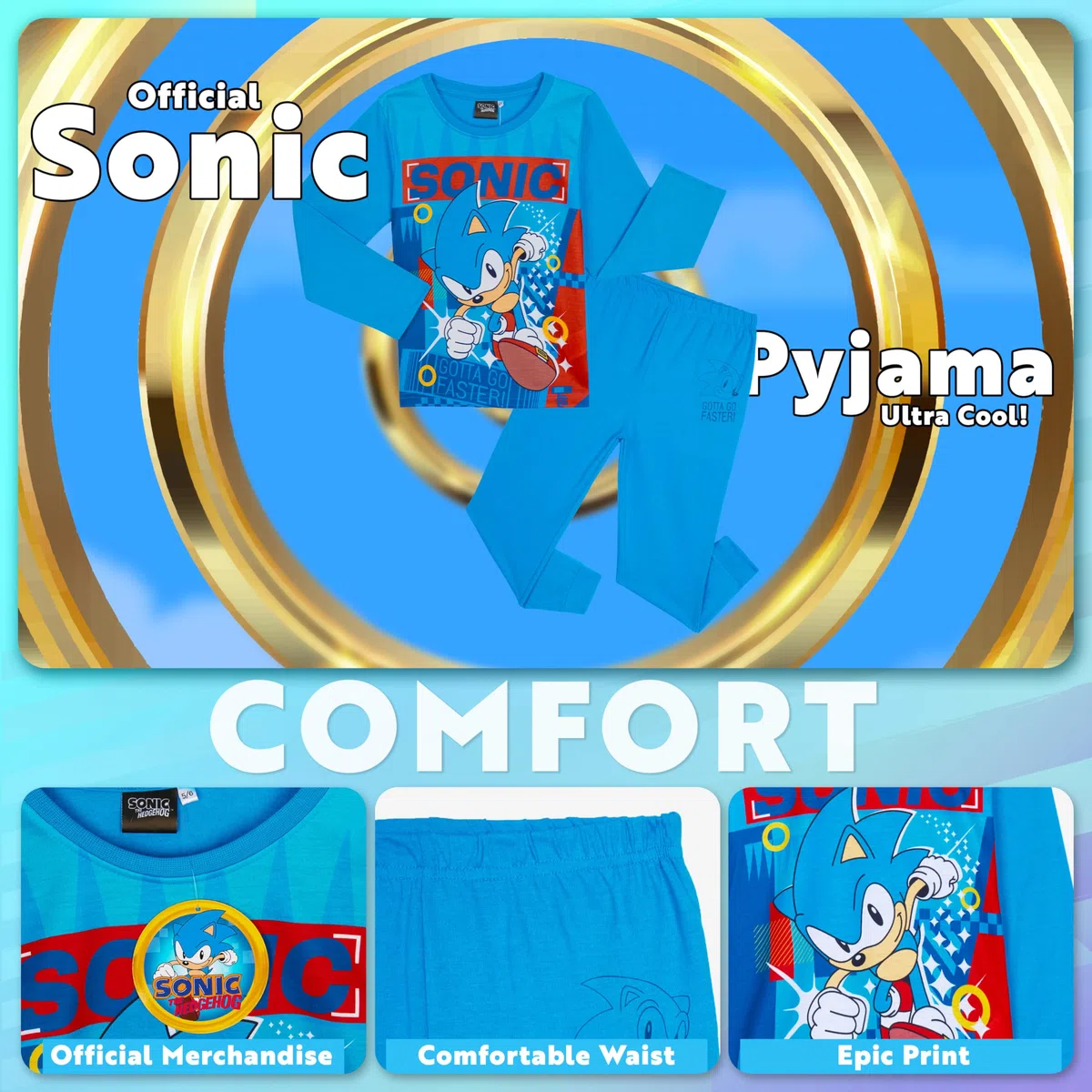 Get Trend Sonic The Hedgehog Shadow Lungo Pigiama Ragazzo, Morbida Accogliente Abbigliamento da Casa Set - Giocatore Regalo Bambino