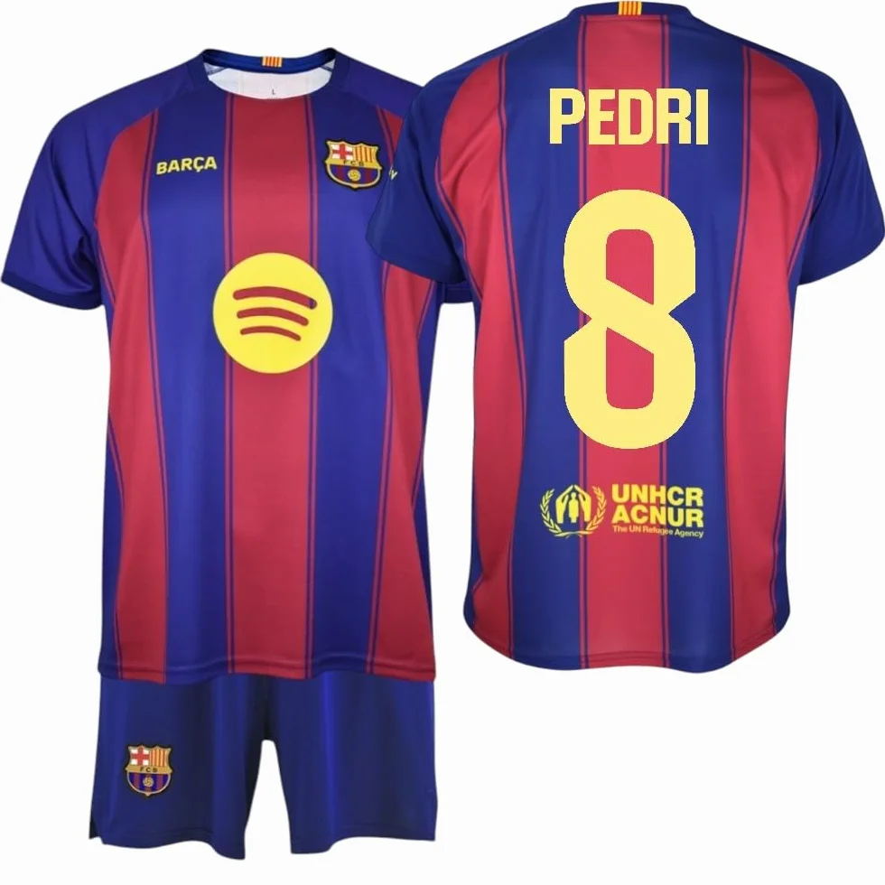 FCB FC Barcelona Kit per Bambini 8 PEDRI 1ª Equipaggiamento 25/26 Replica Ufficiale - Set Bambino con Maglietta e Pantaloni Blaugrana