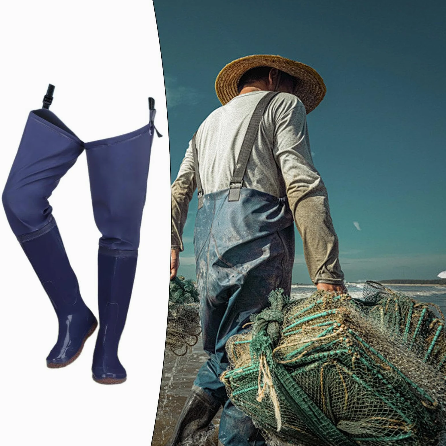 Stivali Da Pioggia per Adulti, Pantaloni Da Pesca, Calzini Da, Stivali Da Pesca Impermeabili per L'agricoltura