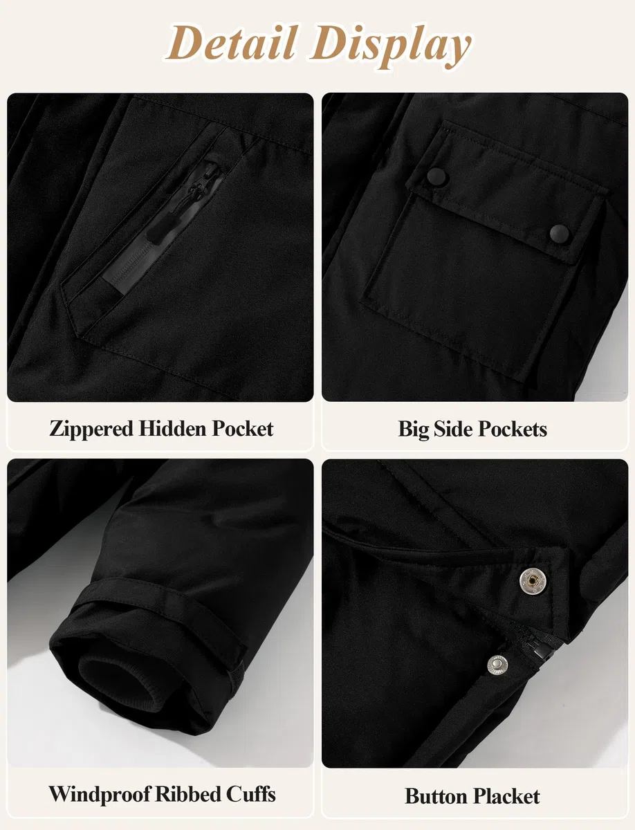 SEAUR Parka in tinta unita per bambini, con cappuccio, cappotto invernale comodo, spesso, antivento, abbigliamento per ragazzi, caldo, casual, 5-14 anni