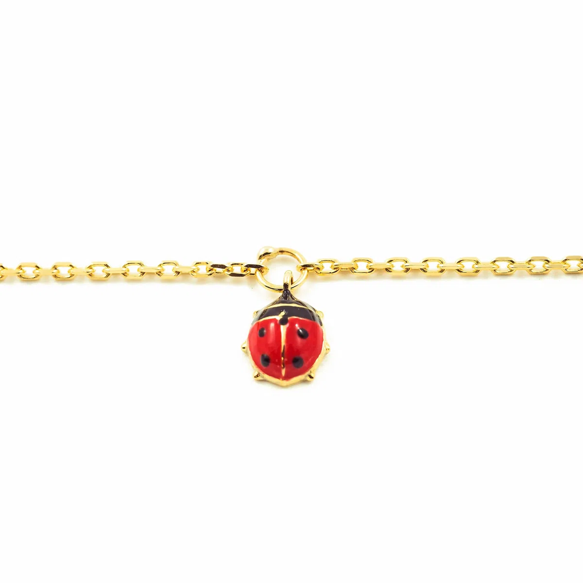 Monde Petit - Bracciale Ragazza Oro Giallo 9K Smalto Farfalla Rossa-Nera Brillante 14 cm - Scatola Regalo - Certificato di garanzia