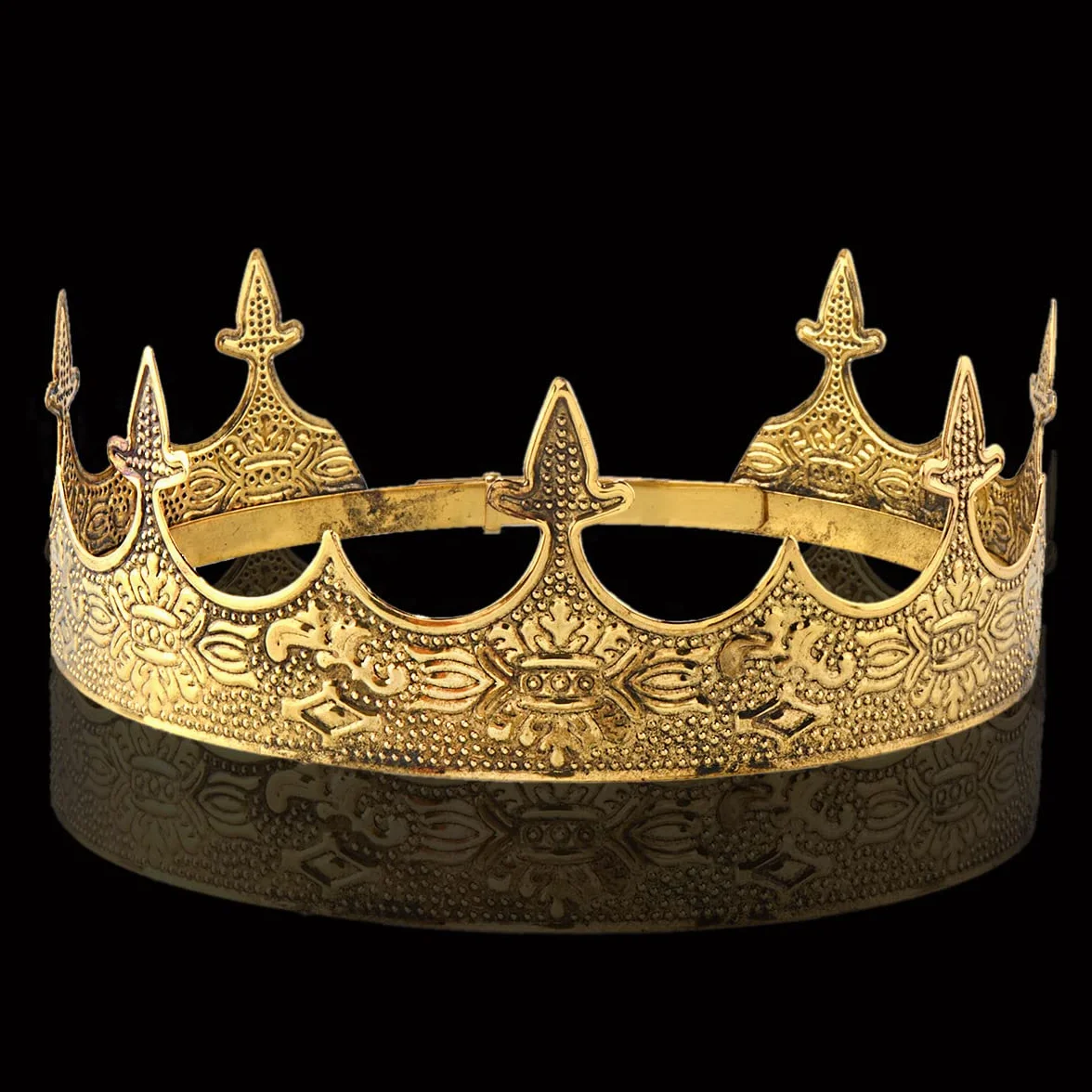 Corona capelli gioielli re reale diadema uomini metallo grandi diademi per Halloween costume (Oro Scuro)