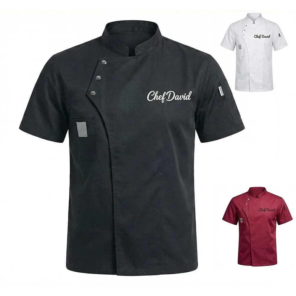 Giacca da chef personalizzabile per uomo e donna, giacca da cuoco personalizzata con nome/testo ricamato, crea la tua camicia da chef