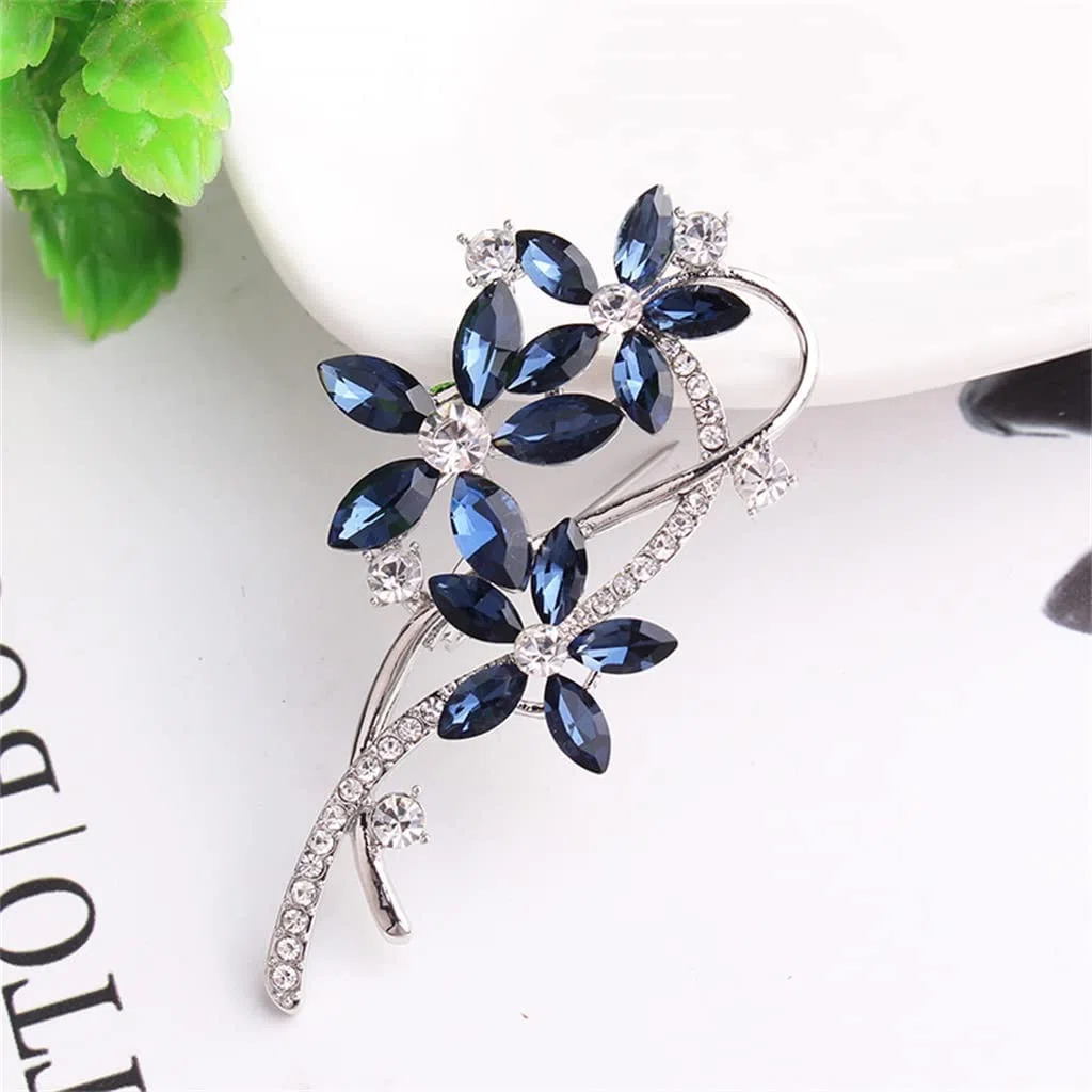Spilla da Donna in Lega di Zinco Blu, per Giacca, Festa di Nozze, Regalo, Cardigan, Abito, Accessori Decorativi,Blue 6.5cm*3.3cm