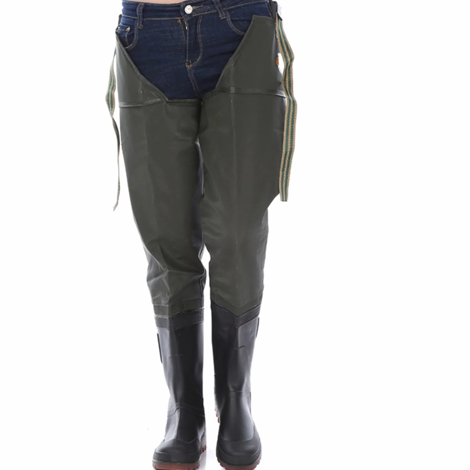 Pantaloni Pesca Impermeabili in Maglia Uomo, Scarpe Acqua Alte al Ginocchio Pantaloni Gamba PVC Trampolieri Regolabili Stivali Gomma Antiscivolo Stivali Pesca All'aperto Trampolieri