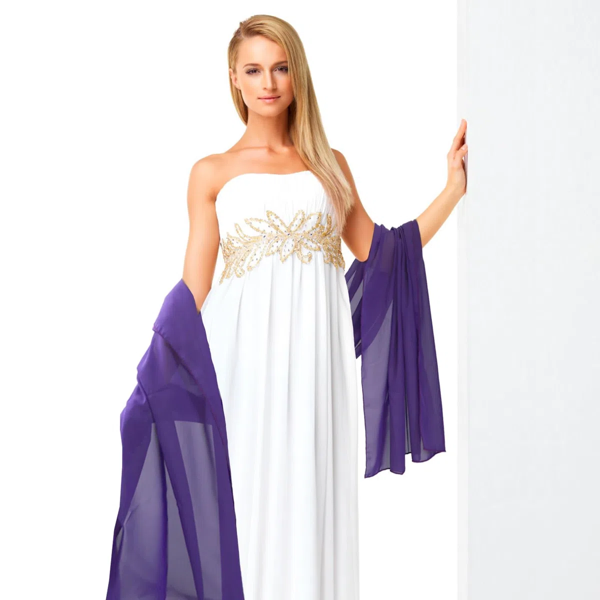 Lifup Scialle Stola di Chiffon Donna Elegante Coprispalle da Sposa Leggera Morbida Sciarpa da Sera Per Matrimoni Cerimonia Sposa Festa