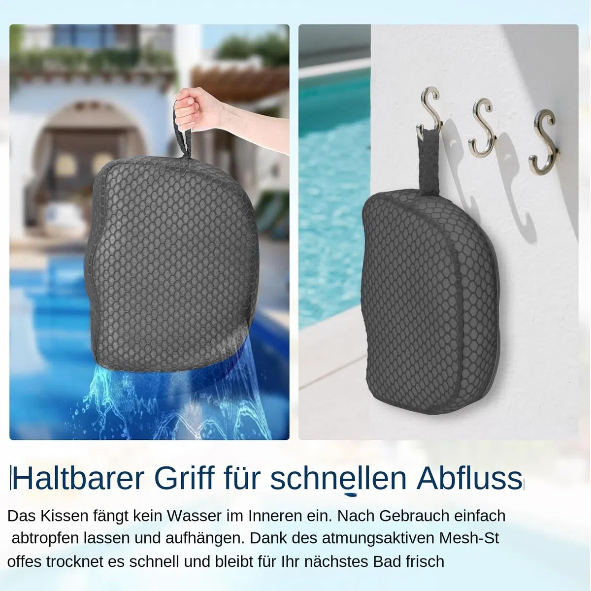 Sedile Rialzato per Vasca Idromassaggio Maglia Aria 3D Antiscivolo | Cuscino Rialzato Spa Per Piscina Interna, Bagno, Relax in Giardino, Camper, Anziani e Gravidanza