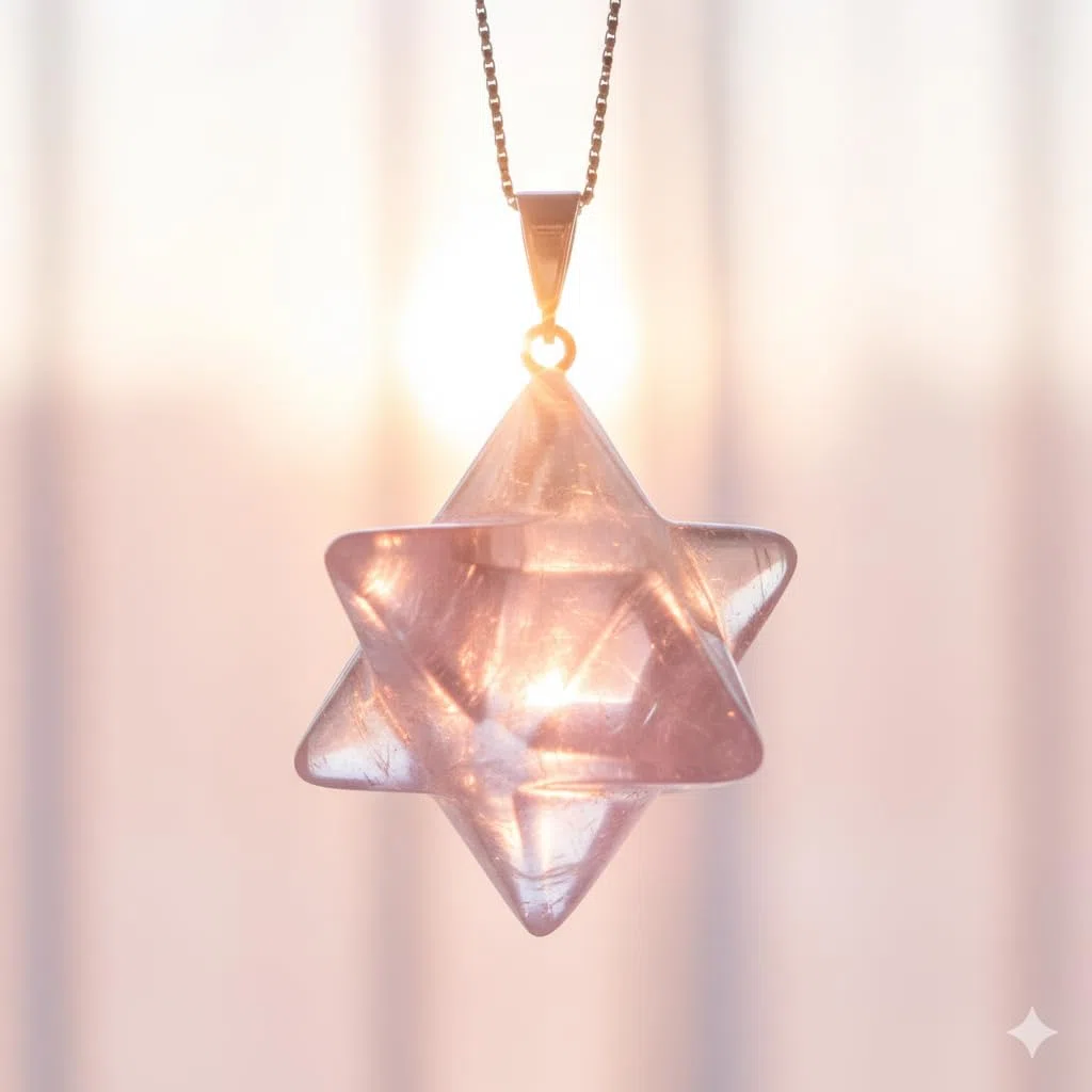 Ciondolo MERKABA di quarzo rosa