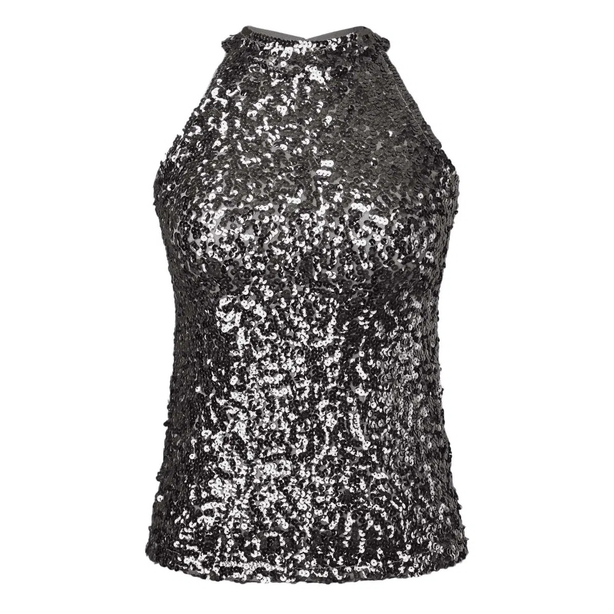 Top da donna con paillette, sexy, senza maniche, con scollo a V, elegante, canotta con brillantini, per carnevale, Capodanno