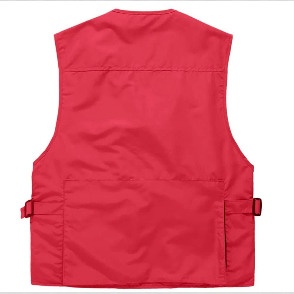 Gilet Cargo da Uomo E Donna Gilet da Caccia Militare All'aperto da Arrampicata da Pesca con Tasche Multiple, Red, L