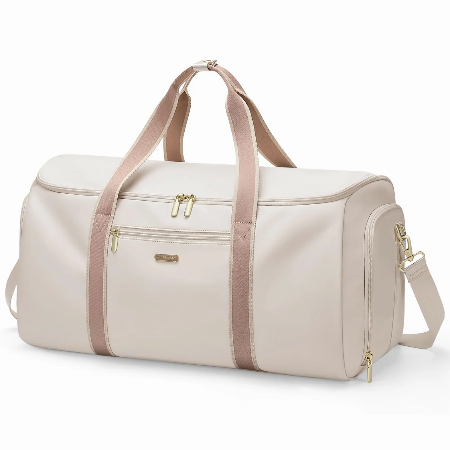 Borsa da Viaggio Convertibile 2 in 1 Borsa Sportiva da Donna con Scomparto Scarpe Borsas Porta Abiti da Viaggio Borsas per Bagagli a Mano (Beige)