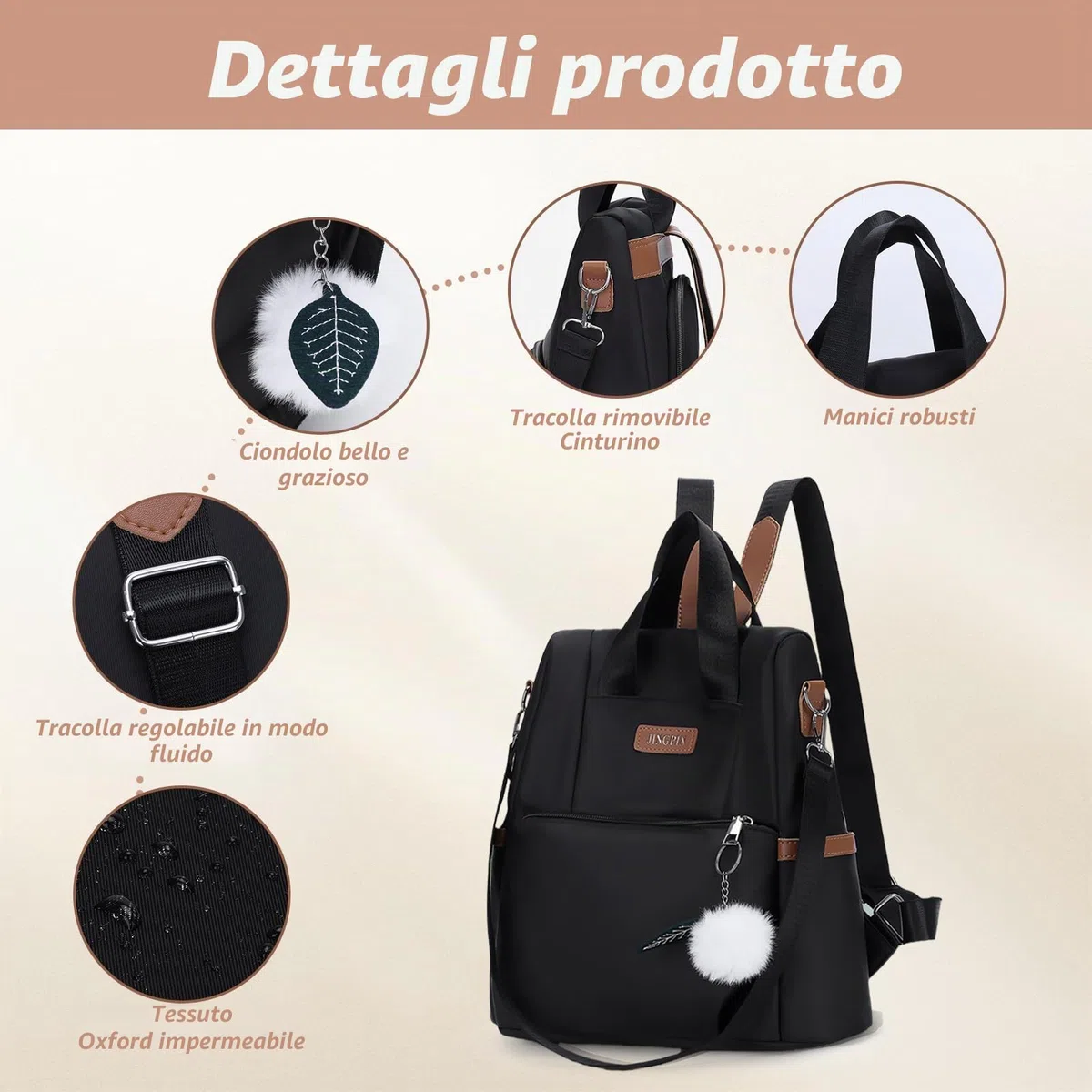 Aucuu Zaino Donna, Zaini Piccolo Antifurto da Donna, Piccoli zaini casual, Borsa da Scuola per Ragazze, Borsa a Zainetto Casual per Shopping Scuola Viaggio Lavoro